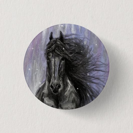 TWILIGHT MAGIC Friesian Horse Button (Vorderseite)