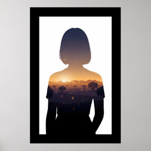 Twilight Marokko Digitale Doppelbelichtung Poster