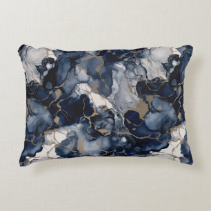 Twilight Navy Blau und Grau mit antiken Gold Dekokissen