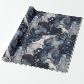Twilight Navy Blau und Grau mit antiken Gold Geschenkpapier (Ungerollt)