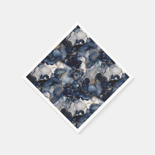 Twilight Navy Blau und Grau mit antiken Gold Serviette (Ecke)