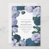 Twilight Navy, Mist Lavender & Silber-Periwinkle Einladung (Vorderseite)