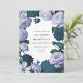 Twilight Navy, Mist Lavender & Silber-Periwinkle Einladung (Stehend Vorderseite)