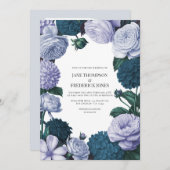 Twilight Navy, Mist Lavender & Silver Periwinkle Einladung (Vorne/Hinten)