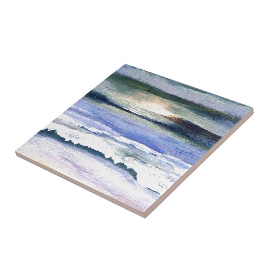 Twilight Ocean Waves Beach Surf Decor Art Fliese (Seite)