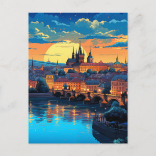 Twilight Over Týn Church Feiertagspostkarte
