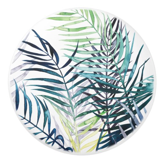 Twilight Palmen - tropisches Blätter Keramikknauf (Vorderseite)
