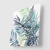 Twilight Palmen - tropisches Blätter Quadratische Wanduhr (Winkel)