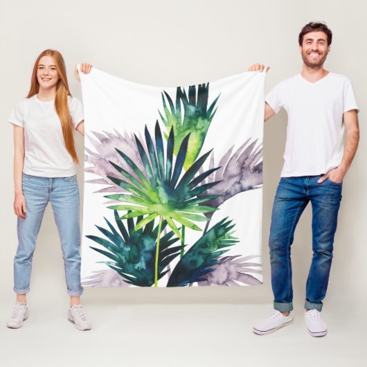 Twilight Palms - Palm Fronds Fleecedecke (Beispiel)