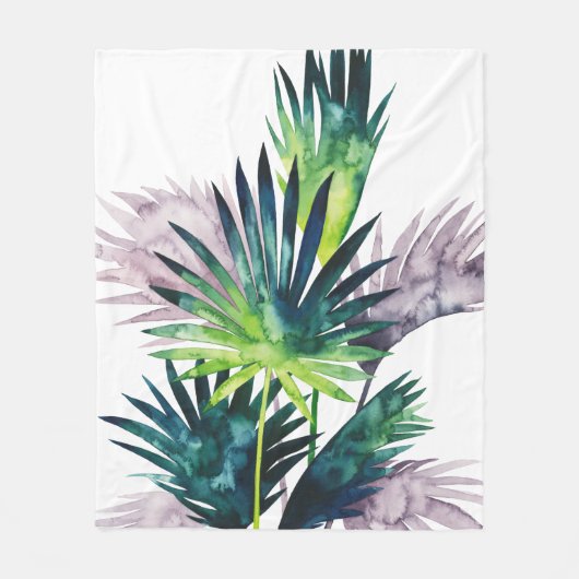 Twilight Palms - Palm Fronds Fleecedecke (Vorderseite)