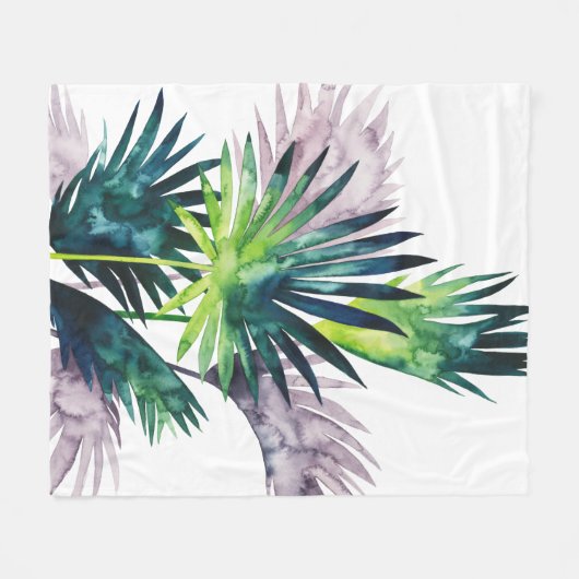 Twilight Palms - Palm Fronds Fleecedecke (Vorderseite (Horizontal))