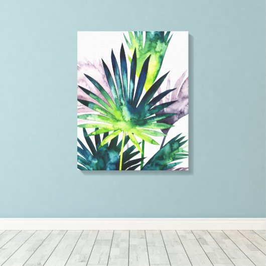 Twilight Palms - Palm Fronds Leinwanddruck (Insitu (Holzboden))