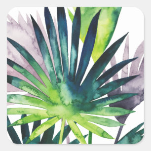 Twilight Palms - Palm Fronds Quadratischer Aufkleber