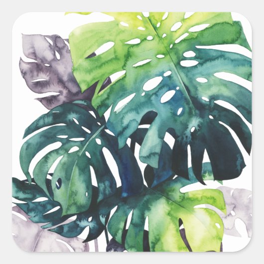 Twilight Palms - Split Leaf Quadratischer Aufkleber (Vorderseite)