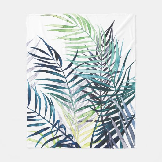 Twilight Palms - Tropische Blätter Fleecedecke (Vorderseite)