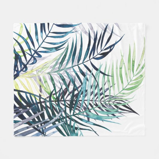 Twilight Palms - Tropische Blätter Fleecedecke (Vorderseite (Horizontal))
