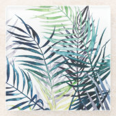 Twilight Palms - Tropische Blätter Glasuntersetzer (Vorderseite)