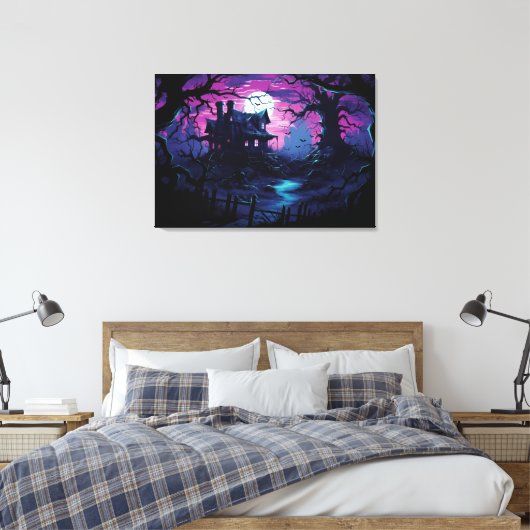 Twilight Path to Spuk Halloween Manor Leinwanddruck (Insitu (Schlafzimmer))