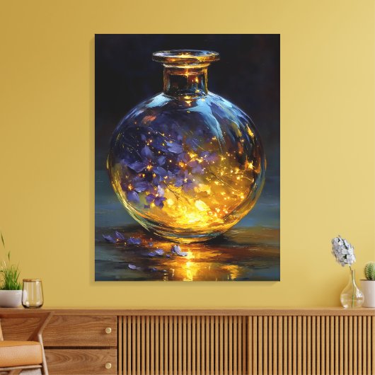Twilight Petals - glühende violette Essenz in Flas Leinwanddruck (Insitu (Wohnzimmer))