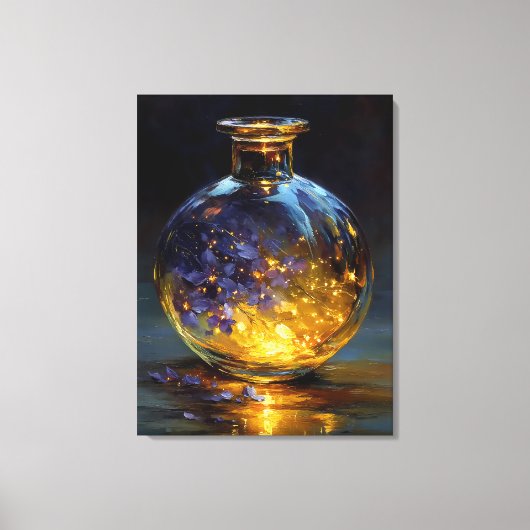 Twilight Petals - glühende violette Essenz in Flas Leinwanddruck (Vorderseite)