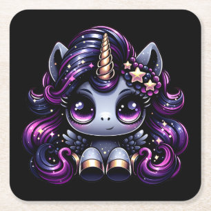 Twilight Pony Black Unicoron Glitzer Rechteckiger Pappuntersetzer