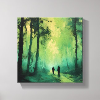 Twilight Promenade auf dem grünen Wald Leinwanddruck