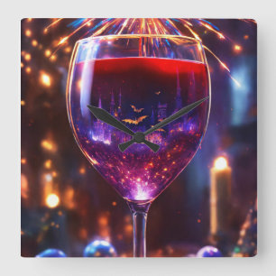 Twilight Reverie: Wein, Sterne und Urban Vampires Quadratische Wanduhr