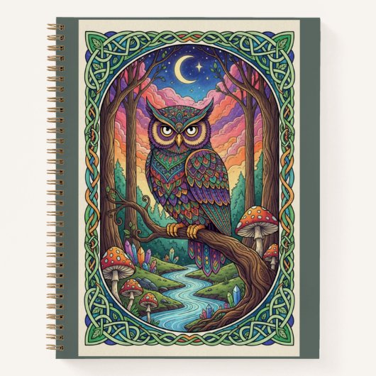 Twilight River Owl Zentangle Forest Journal Notizblock (Vorderseite)
