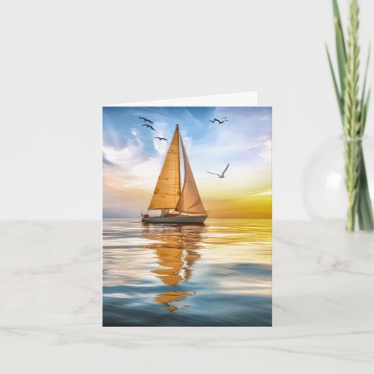 Twilight Sailboat and Seagulls Nautical (Vorderseite)