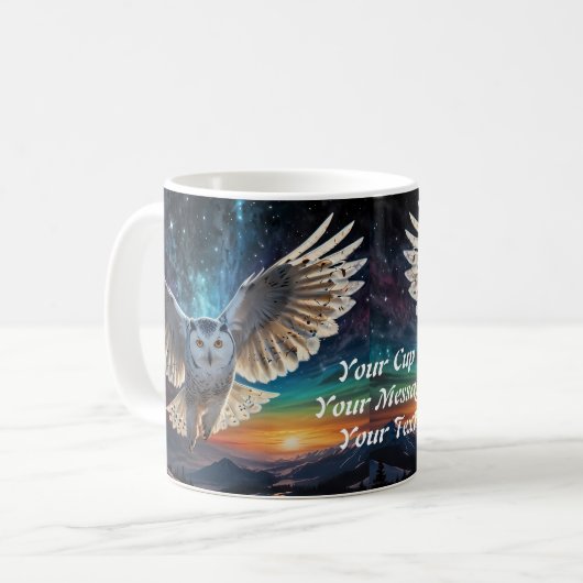 Twilight Sentinel: Eule im Flug bei Sonnenuntergan Kaffeetasse (Vorderseite Links)