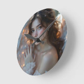 Twilight Seraph - Glühender Engel aus Abend Light Runde Wanduhr (Winkel)