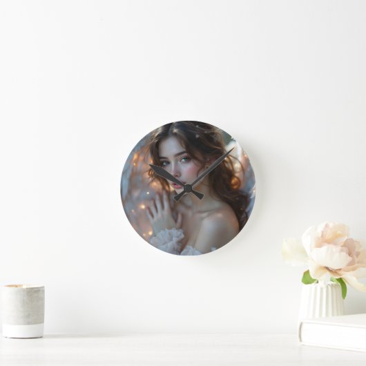 Twilight Seraph - Glühender Engel aus Abend Light Runde Wanduhr (Zuhause)