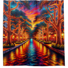 "Twilight Serenity: San Antonio Riverwalk" Duschvorhang