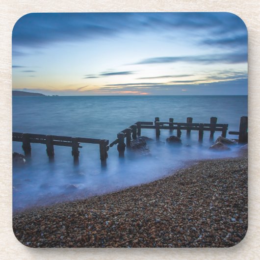 Twilight Sky Over Shoreline and Breakwater Getränkeuntersetzer (Vorderseite)