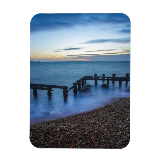 Twilight Sky Over Shoreline and Breakwater Magnet (Vertikal)