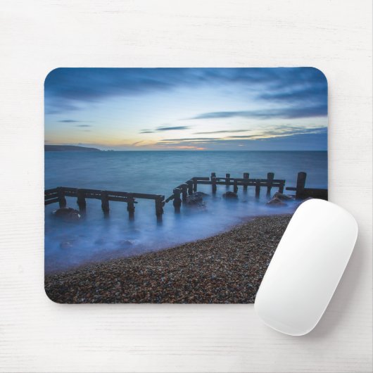 Twilight Sky Over Shoreline and Breakwater Mousepad (Mit Mouse)