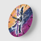 Twilight Sky Wolf Runde Wanduhr (Winkel)