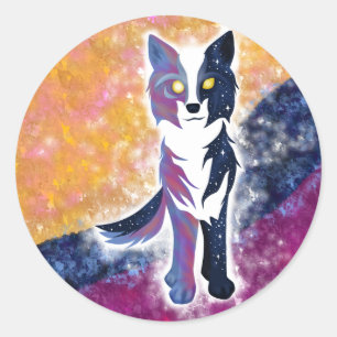Twilight Sky Wolf Runder Aufkleber