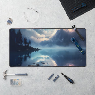 Twilight Starry Lake Mirror Celestial Symphony Schreibtischunterlage
