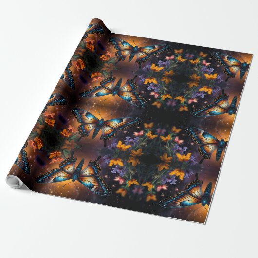 Twilight Symphony: Butterfly in einem kosmischen G Geschenkpapier (Ungerollt)