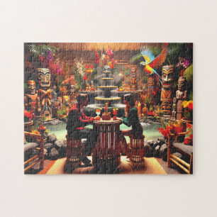 Twilight Tiki Bar Intime Jungelszene Puzzle