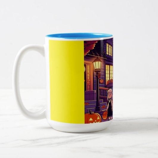 Twilight-Trick-oder-Treaters Zweifarbige Tasse (Links)