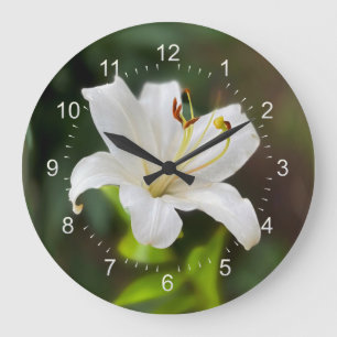 Twilight Weiße Lilie Große Wanduhr