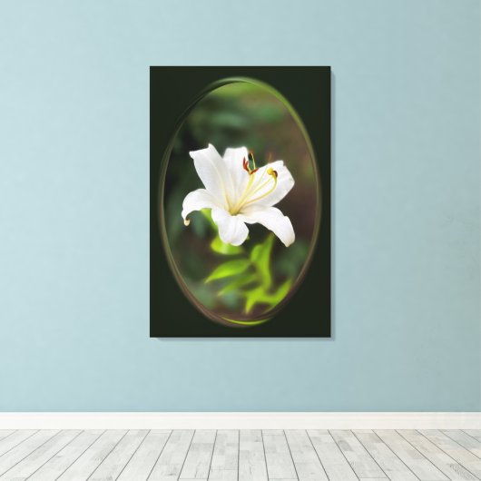 Twilight Weiße Lilie Leinwanddruck (Insitu (Holzboden))