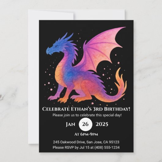 Twilight Winged Dragon zum Geburtstag Einladung (Vorderseite)