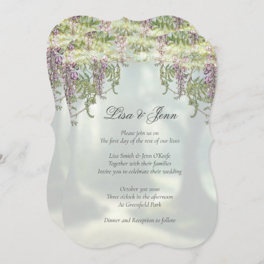Twilight Wisteria Woodland Messe Hochzeit Einladung (Vorne/Hinten)
