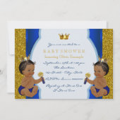 Twin African American Prince Baby Dusche Einladung (Rückseite)
