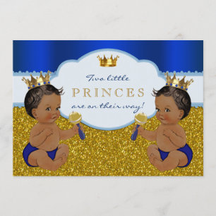 Twin African American Prince Baby Dusche Einladung