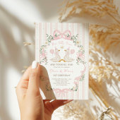 Twin Albern Gänse Pink Bow Sibling Girls Geburtsta Einladung