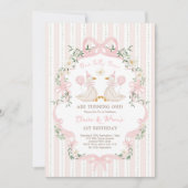 Twin Albern Gänse Pink Bow Sibling Girls Geburtsta Einladung (Vorderseite)